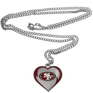 San Francisco 49ers Necklace NFL Silver Heart Team Pendant  Charm New Super Bowl